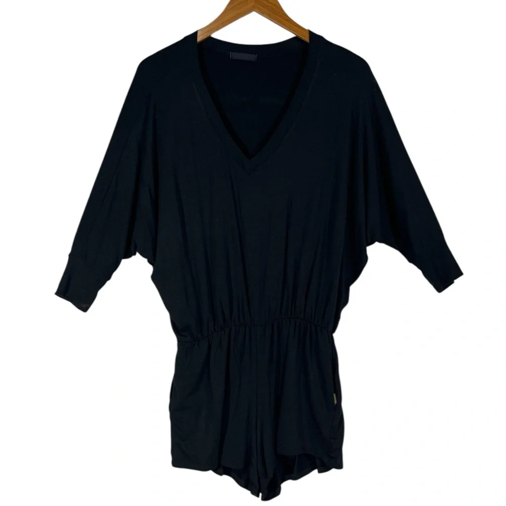 LVHR Sabina Romper in Black Size Medium Super Soft Micro Modal with Pockets